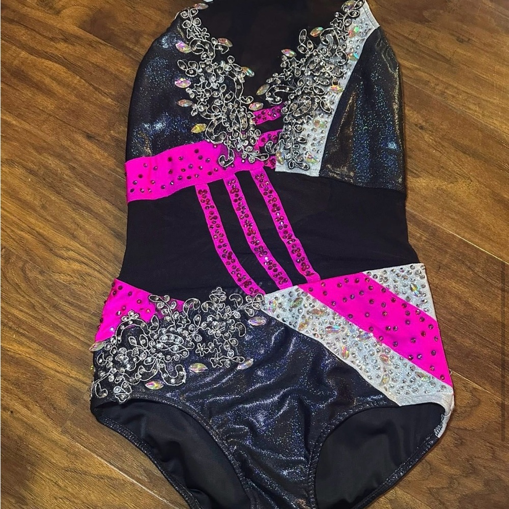Glamour Kids Dance Costume in Black and Pink